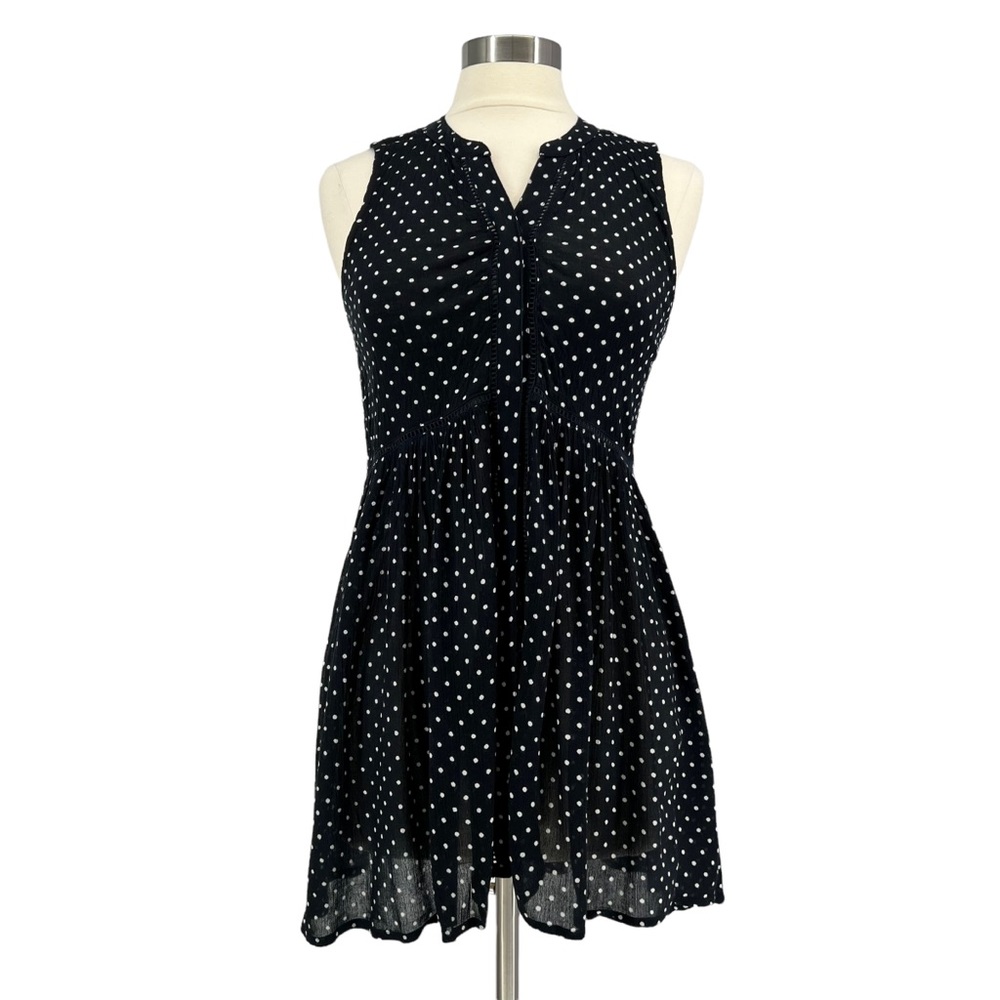 ANTHROPOLOGIE NIA Black & White Polka Dot Tunic Top S